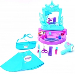 Tavolino da toeletta per bambini con specchio e asciugacapelli funzionante