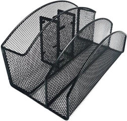 Organizer da scrivania in metallo, 5 scomparti, nero