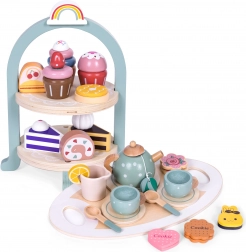 Set da tè in legno per bambini con dolci