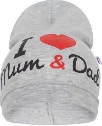 cappellino per bambini New Baby I Love Mum and Dad grigio 3–9 mesi