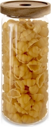 Barattolo in vetro per alimenti secchi con coperchio in legno e guarnizione 1,6 l