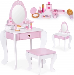 Grande toletta per bambini con specchio, sgabello e 7 accessori ECOTOYS