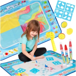 Tappetino da disegno ad acqua 100 × 80 cm con alfabeto e set di accessori