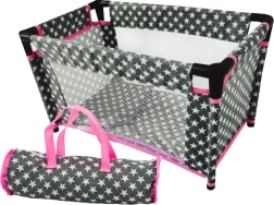 Lettino per bambole con stelline Alice grigio-rosa