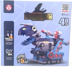 Set di costruzione magnetico dinosauro 5in1 – robot e veicolo riconfigurabile