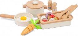 Set di stoviglie in legno per cucina dei bambini