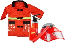 Costume da pompiere per bambini con casco e accessori rosso
