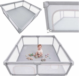Box per bambini pieghevole con ingresso laterale con zip 180 × 200 cm, grigio