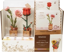 Display RoboTime con Garofano Rosa e Rosa Rossa