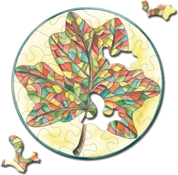 Puzzle rotondo CURIOSI Picoli – foglia, 33 pezzi