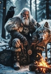 Pittura diamantata guerriero nordico con lupo 30 × 40 cm