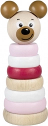 Piramide in legno con testa d'orso rosa