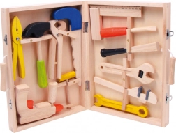 Piccolo Foot valigia di legno con attrezzi Lino