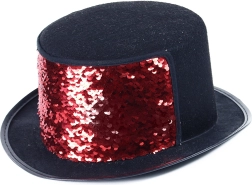 Cappello con paillettes reversibili rosso-verde per adulti