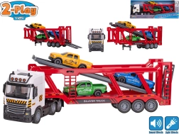 Trasportatore di auto 2-Play Traffic a frizione con luce e suono + 3 macchinine 38 cm