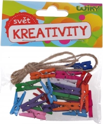 Mollette mini colorate 2,5 cm con spago, 25 pz