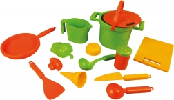 lena eco set da cucina per la sabbia, 14 pezzi