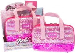 beauty case GIRABRILLA con accessori e specchietto, rosa scuro