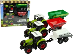 set di tre trattori con rimorchi e irroratrice – macchine agricole per bambini