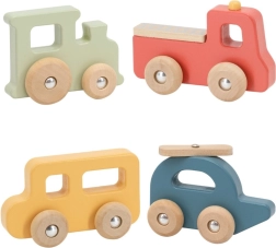 Viga PolarB set di veicoli in legno colorati, 4 pz