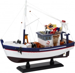 Modello decorativo di barca da pesca con equipaggiamento 37x34 cm
