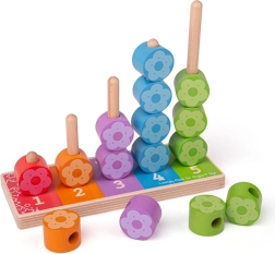 BIGJIGS impilamento in legno con fiorellini colorati