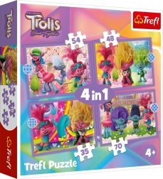 Trefl puzzle Trolls 3: avventura colorata 4in1 (35, 48, 54, 70 pezzi)