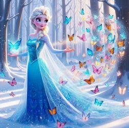 Pittura diamantata principessa di ghiaccio con farfalle magiche 30 × 40 cm