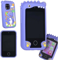 Smartphone touch per bambini con fotocamera e videocamera, microSD 8GB, dinosauro blu