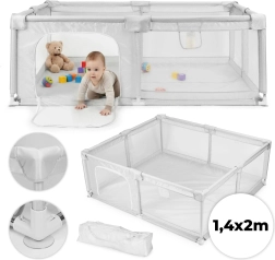 Box recinzione per bambini 140 × 200 cm con palline e borsa da viaggio ECOTOYS – grigio