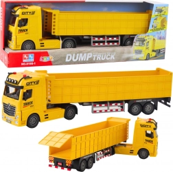 Camioncino giallo da trasporto di carichi con rimorchio ed effetti sonori