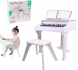 Pianoforte bianco per bambini con panca e libro di spartiti CLASSIC WORLD