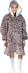 coperta felpa riscaldante con cappuccio COZY NOXXIEZ con stampa leopardata
