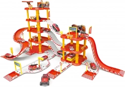 Grande autorimessa dei pompieri, 4 piani, stazione di rifornimento, 100 elementi