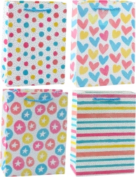 Borsa regalo colorata cuori, stelle, pois, strisce