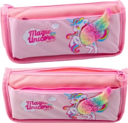 Astuccio scolastico Unicorno con ala di broccato rosa 3D