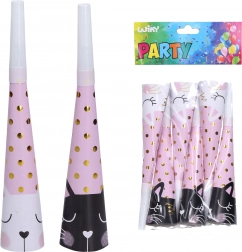 Trombette da festa con motivo gatto 20 cm