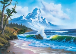Puzzle Bob Ross: Montagna sul mare 1000 pezzi