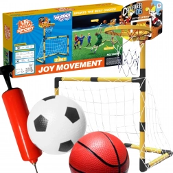 Woopie set 2 in 1 canestro da basket e porta da calcio con palloni e pompetta