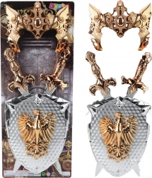 Set da Cavaliere per Bambini Scudo con Due Spade e Maschera Aquila Dorata