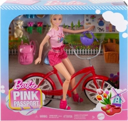 Barbie in bicicletta con cagnolino – set da viaggio Passaporto rosa