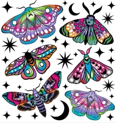 immagini termoadesive colorate – piccole falene, foglio piccolo