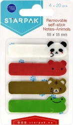 Segnalibri adesivi indicizzatori con animali, 4 colori