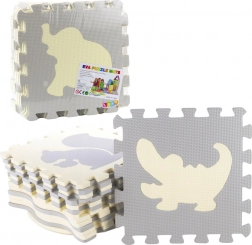 Morbido tappeto puzzle in schiuma EVA, animaletti, beige e grigio, 9 pezzi