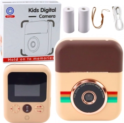 Fotocamera digitale per bambini con stampante istantanea, marrone – 3 rotoli di carta