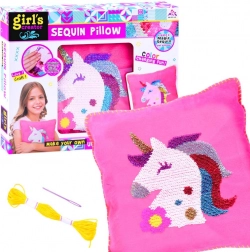 Set creativo per creare un cuscino con unicorno e paillettes