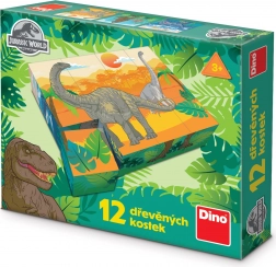 Cubi di legno con licenza Jurassic World – 12 cubi