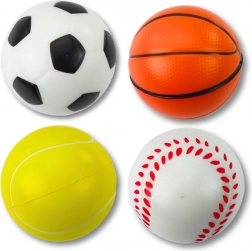 Set di palline sportive in foam da 6 cm – calcio, basket, tennis, baseball (4 pz)