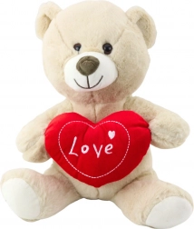 Orsetto di peluche con cuore, beige crema 30 cm