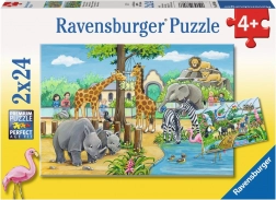 RAVENSBURGER Puzzle Benvenuti allo Zoo 2x24 pezzi